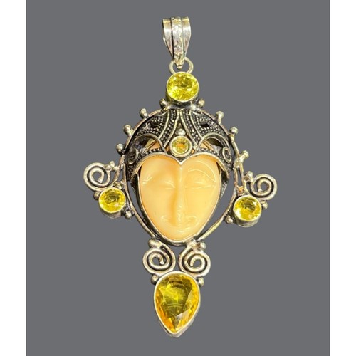 Sterling silver pendant - pendant, carved