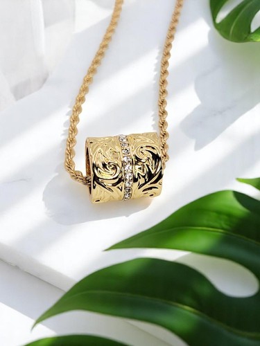 Hawaiian scroll barrel pendant - barrel,