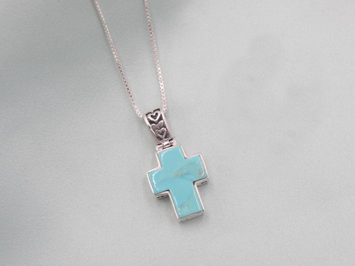 Turquoise cross pendant - cross,